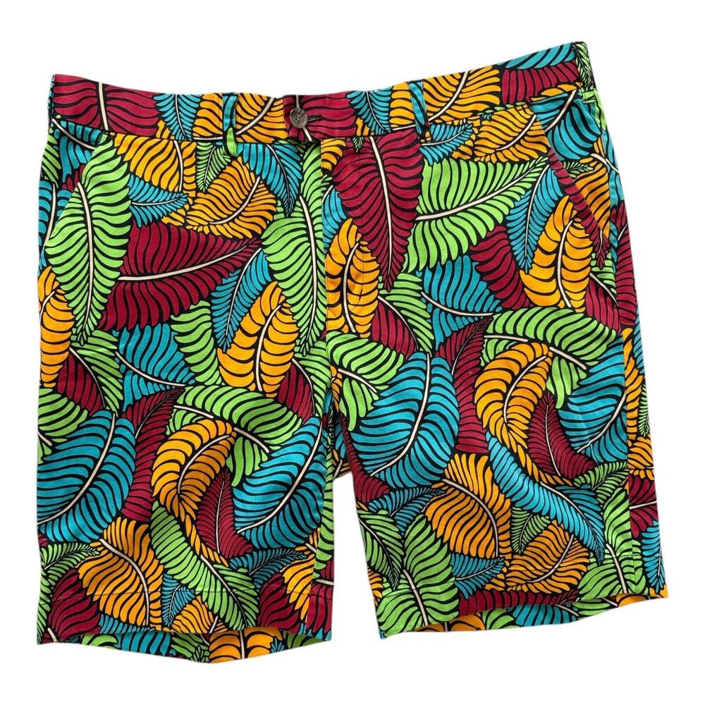 LoudMouth Golf Shorts Men's Size 40 Waist Bright Palm Leafs Fonds Klammer